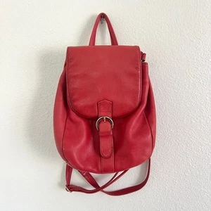 VINTAGE Leder Rucksack / rote Umhängetasche wandelbare Handtasche - Bild 1 von 6