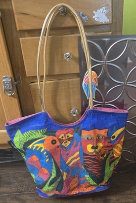 Laurel Burch Medium Tote Shoulder Bag Purse Jungle Animals - Image 1 of 4