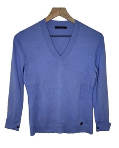 Carolina Herrera Women’s Wool V-Neck 3/4 Sleeve Sweater Size Medium Lightweight - Picture 1 of 6