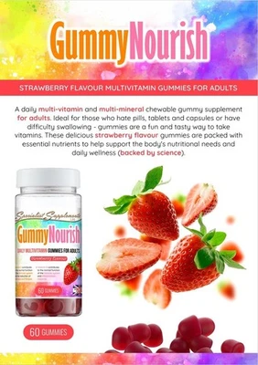 SPECIALIST SUPPLEMENTS GummyNourish is a multi vitamin, multi mineral gummy supplement for adults
