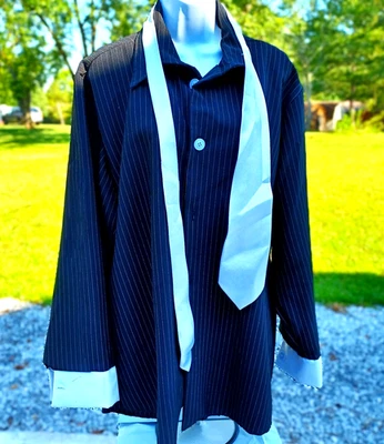 Disfraz de Halloween para adultos de colección rugiente camisa de gángster de los años 20 y corbata blanca disfraces Foto 1 de 4