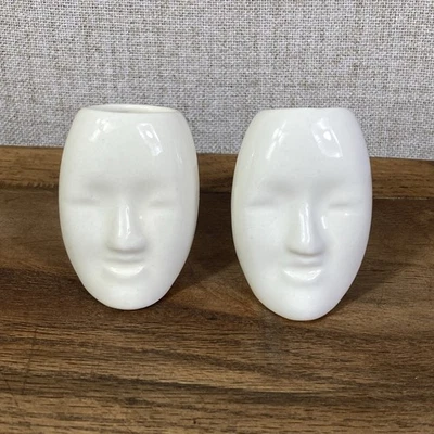 Máscara facial japonesa Noh servilletas anillos blancos lisos juego de 2 Foto 1 de 4