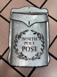Christmas Mailbox NORTH POLE POST  Metal Santa Letters Mail Box - Picture 1 of 7