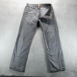 Hugo Boss Jeans Mens 34x34 Gray Regular Straight Mid Rise Button Fly Preppy - Picture 1 of 10