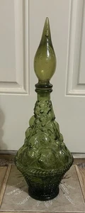 Mid-Century Italian Empoli Green Glass Fruit Basket Decanter 16" Italy - Picture 1 of 13