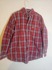 Herren Carhartt rot kariert Langarm Kragen Arbeitshemd M Medium - Bild 1 von 3