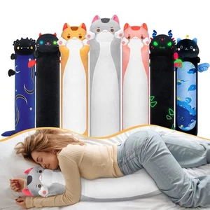 Long Cat Plush Body Pillow 28 Inch Cute Gray Cat Stuffed Animals Soft Plushi - Picture 1 of 8