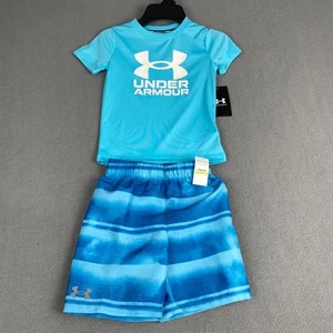 Under Armour Boy’s Size 4 Hyper Woodland Swim Set Shirt Shorts Blue,Vacation - Picture 1 of 11