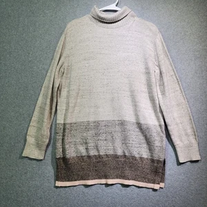 GAP Mock Neck Tunika Pullover Damen L beige grau ombre Strick Langarm - Bild 1 von 8
