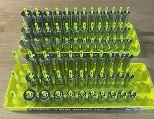 GearWrench 1/4” Metric & SAE Shallow Mid Deep 6 pt Sockets w/ Hansen Trays - Picture 1 of 9