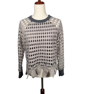 ZARA Special Edition Diamond Pattern Overlay Crochet Knit Sweater Medium Women - Picture 1 of 7