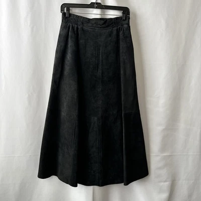 Falda larga vintage Toffs para mujer gamuza cuero negra talla 8 #2537 Foto 1 de 4