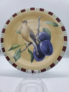 Lenox Winter Greetings Tartan Cedar Waxwing Ceramic Salad Appetizer Plate 8 1/2" - Picture 1 of 4