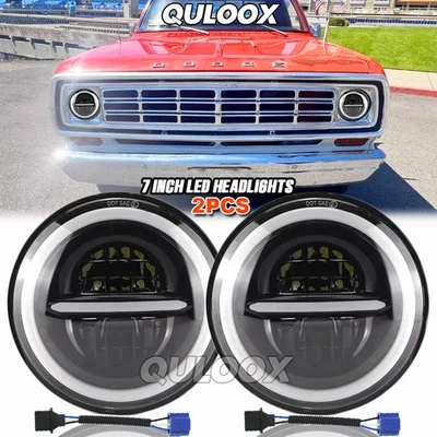 For Dodge D100 D200 D300 Pickup 7inch Round LED Headlight Hi/Lo Sealed Beam DRL Foto 1 de 4