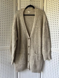Ana Damen XL Grobstrick Long Boyfriend Strickjacke Stretch Oversize Kuschelig Beige - Bild 1 von 8