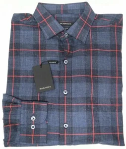 Bugatchi Classic Fit Mens Shirt Long Sleeve Blue Navy Red Plaid Cotton $149 - Picture 1 of 3