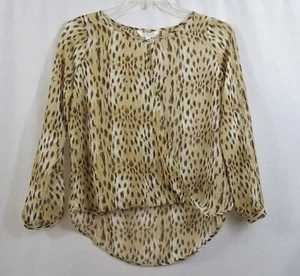 Charming Charlie Women's Brown Long Sleeve Cheetah Print High Low Shirt Size S - Imagen 1 de 3