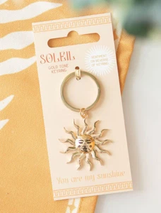 Gold Tone Sun Keyring - You Are My Sunshine on Reverse - Brand New - Picture 1 of 3