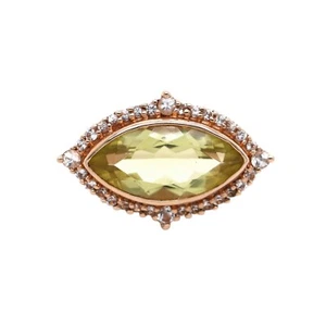 925 Rose Vermeil / Lemon Quartz / White Topaz Ring . - Picture 1 of 6