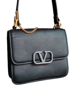 Valentino Garavani VSLING Black Leather Shoulder Bag Authentic Preloved - Picture 1 of 24