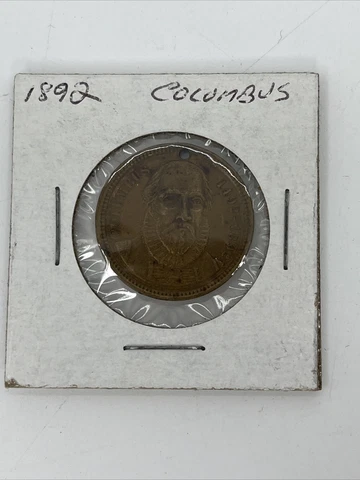 Antique 1892 Christopher Columbus Father Saviour Commemorative Coin Exonumia Cover
