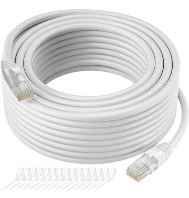 100FT Cat5E PoE IP Camera NVR Ethernet Cable Outdoor/Indoor RJ45 Jacks Cord Wire - Image 1 of 4