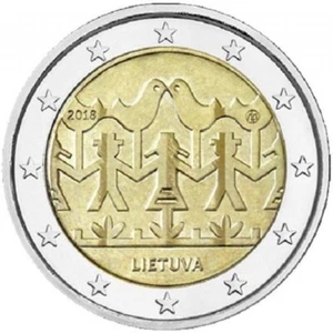 Litauen - 2 Euro Gedenkmünze 2018 Gesangs- und Tanzfestival UNC KOSTENLOSER VERSAND - Bild 1 von 3