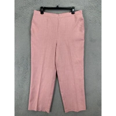 Alfred Dunner Pants Women 14 Pink Magnolia Chino Straight Leg Hi-Rise Ladies NEW - Image 1 of 4