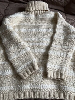 Vintage Jones New York Hand Knit Butter/White Oversized Sweater Size L  NWT D2 - Image 1 of 4