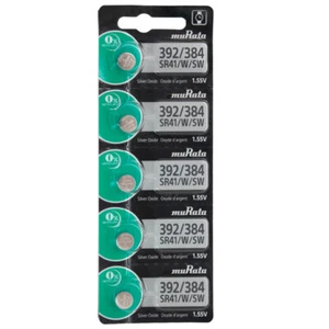 5 Murata Silver Oxide SR41SW SR41W SR41 Watch 1.55V Battery- Replaces Sony - Picture 1 of 3