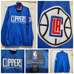 Los Angeles Clippers Jacket Men XL Blue Red Satin Zip NBA Basketball Embroidered - Picture 1 of 16