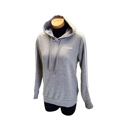 Adidas Mujer Sudadera con Capucha Gris 3 Rayas Polar Sudadera con Capucha Talla Mediana Foto 1 de 4