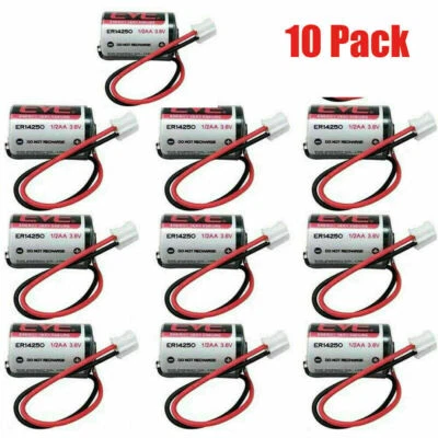 10pcs EVE ER14250 1/2 AA 3.6V LS14250 Replace Battery with Plug NEW - Image 1 of 4