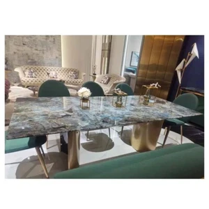 Labradorite Handcrafted Dining Table, Gemstone Inlay Arts, Cafeteria Table Decor - Picture 1 of 4