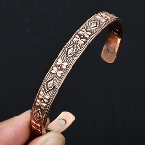 Pure Copper Magnetic Bracelet Arthritis Pain Energy Therapy Cuff Design CB-730 - Picture 1 of 5
