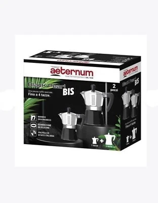 Aeternum Bialetti Set 2 Caffettiere Allegra Bis Black Pearl 1 Tazza 3 Tazze
