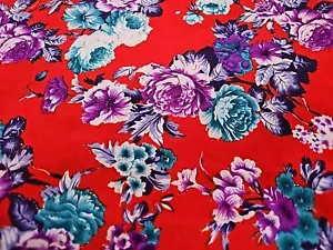 Glitter Garden Crepe Apparel Fabric Floral Roses Japanese By the Yard - Picture 1 of 2