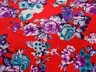 Tela de crepé de jardín brillante rosas florales japonesas por yarda  Foto 1 de 2