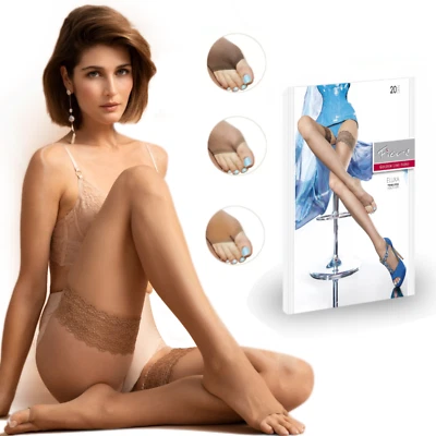 FIORE ELUXA Strümpfe Halterlose Toeless zehenlos zehenfrei Peeptoes 20 DEN - Bild 1 von 4