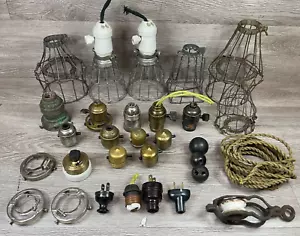 Antike japanische frühe elektrische Industrie Licht Steckdosen Schalter Kabel Käfige - Bild 1 von 24