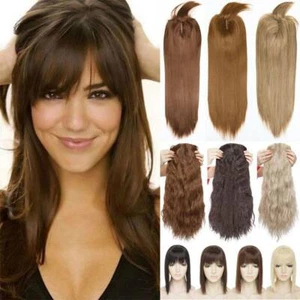 Largo Grueso Topper Brags Clip en Cabeza Completa Pieza de Cabello Imitar-Extensiones de Cabello Humano - Imagen 1 de 39