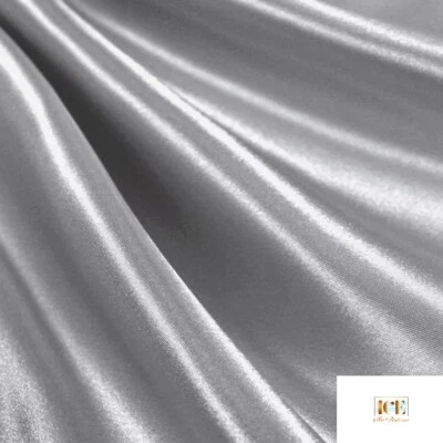 Silver_ Charmeuse Medium High Quality Satin Fabric Sold by The Yard_ 60" Width_  - Image 1 of 4