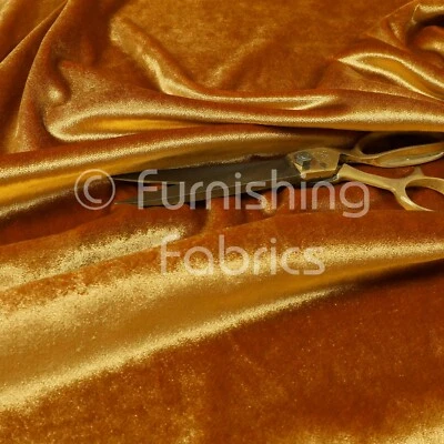 Luxury Shine Quality Plain Velvet Upholstery Curtain Fabrics In Gold Colour - Image 1 of 4
