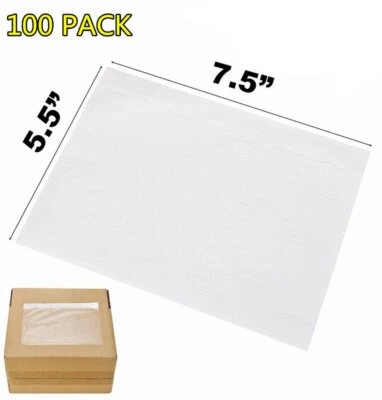 100x 7.5x5.5 Clear Packing Invoice List Pouches Shipping Label Envelope Adhesive - Image 1 of 4