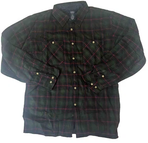Men’s Flannel Shirt Medium Plaid Green John Blair - Picture 1 of 4