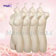 Lot Of 4 Flesh Female Dress Mannequin Forms /Hanging Hooks Plastic Woman Display
