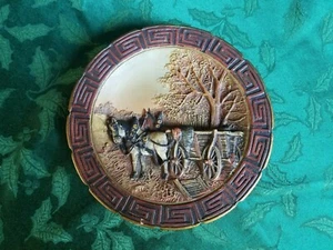 Placa de cerámica antigua Lawlich Geschutz de 8", bajorrelieve, efecto 3D, Alemania - Imagen 1 de 4