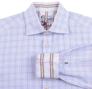 Robert Graham ‘Bonus’ Blue Houndstooth Embroidered Check Casual Shirt L - Picture 1 of 12