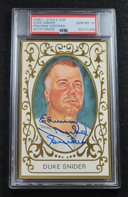 DUKE SNIDER Signed FULL NAME Perez Steele Postcard-HOF-DODGERS-PSA 10 Auto - Image 1 of 4