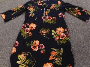 New York & Company Womens dress Extra Small Blue floral A-line Zip stretch - Picture 1 of 13